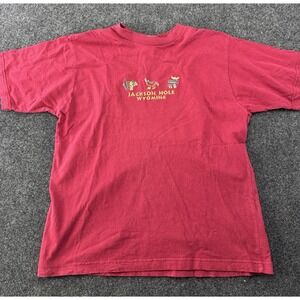 VTG Jackson Hole Wyoming Embroidered Animals T Shirt Made in Canada XL 21x26.5